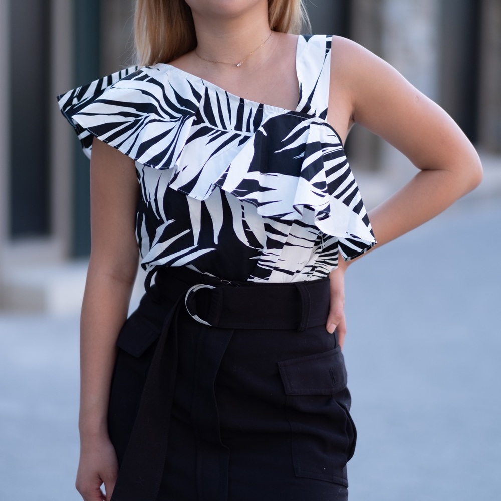 WhoWhatWear - Asymmetrical Ruffle Tank Top